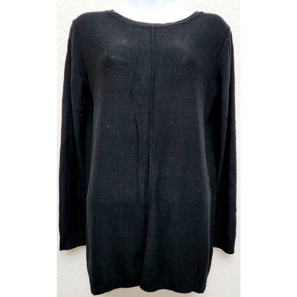 Two Twenty Five Black Cashmere Blend Top Medium Faux Back Zip Lightweight Soft